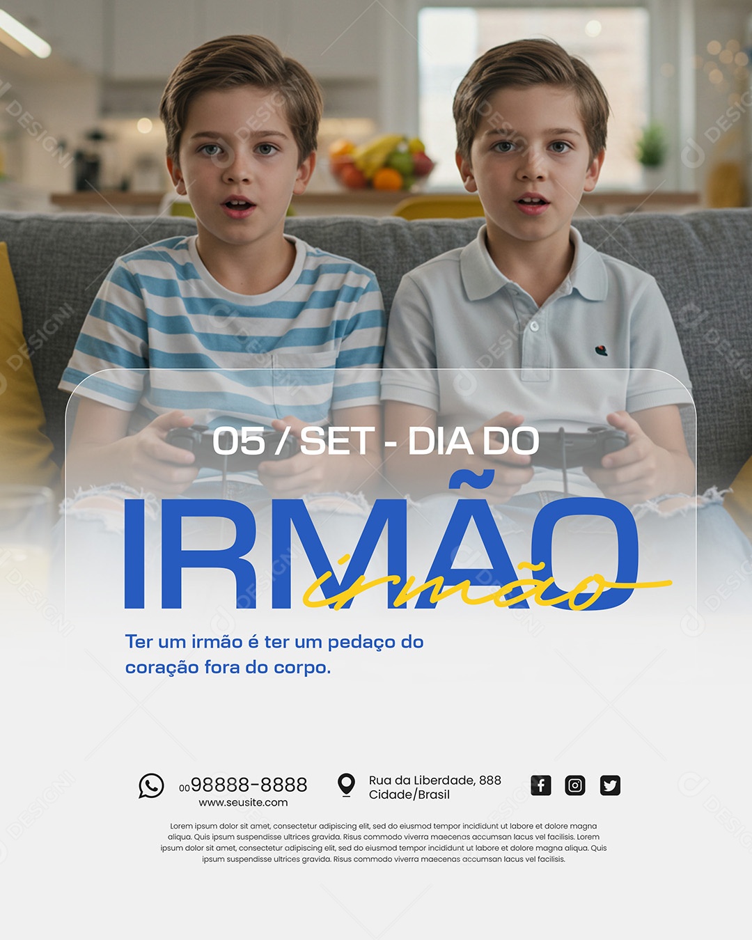 Dia do Irmão 05 de Setembro Te Amo Social Media PSD Editável