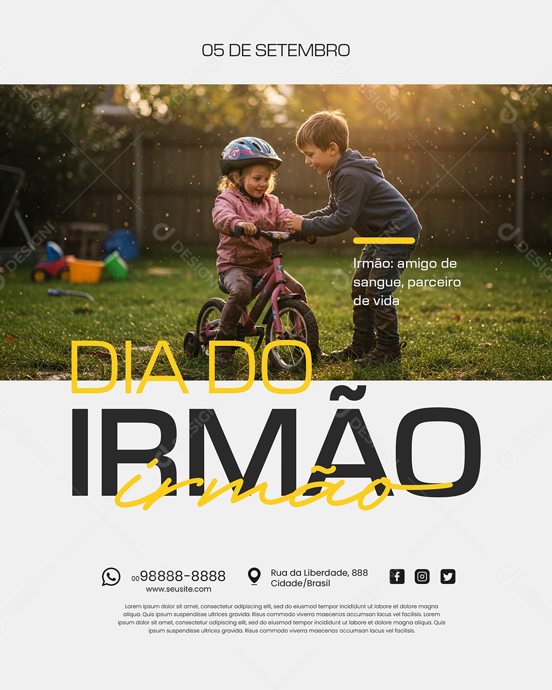 Dia do Irmão 05 de Setembro Te Amo Social Media PSD Editável