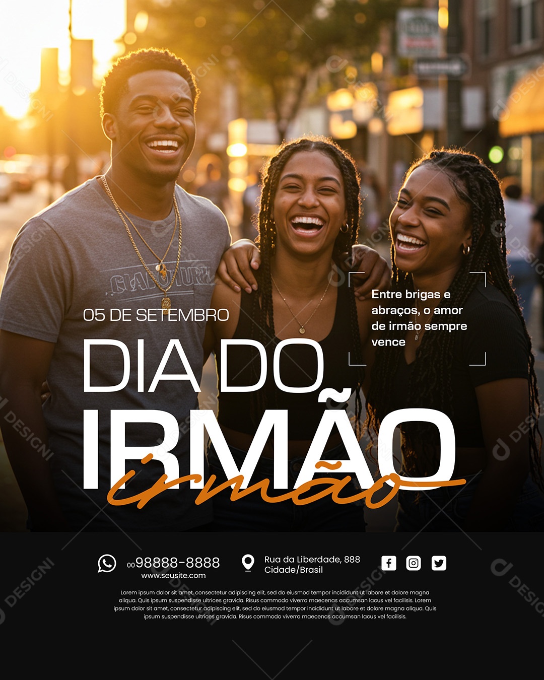 Dia do Irmão 05 de Setembro Te Amo Social Media PSD Editável