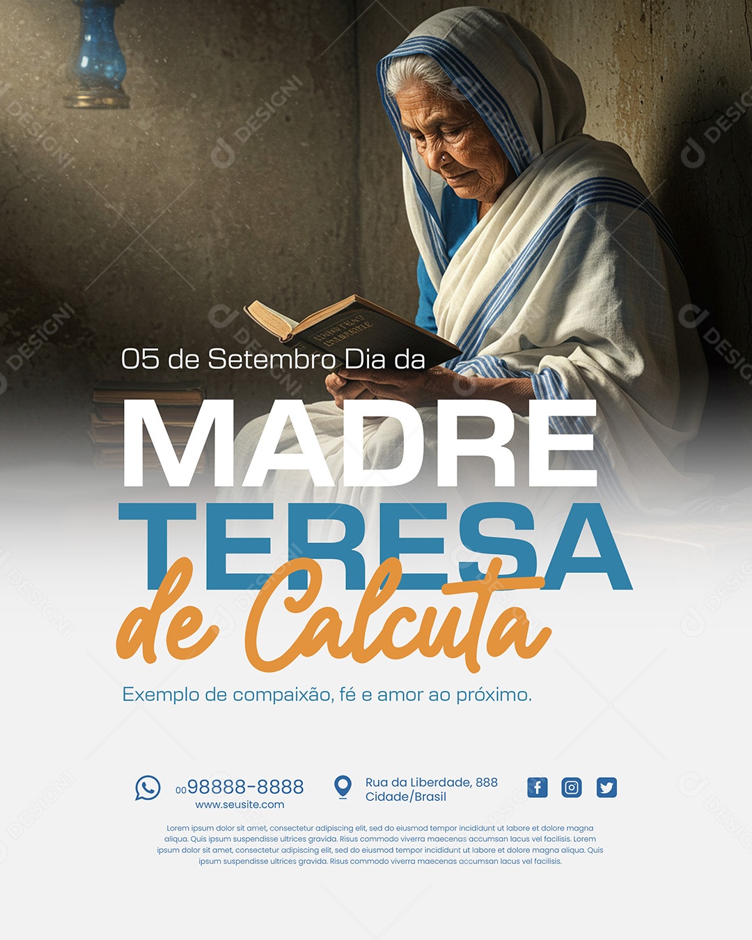 Dia da Madre Teresa de Calcutá 05 de Setembro Social Media PSD Editável