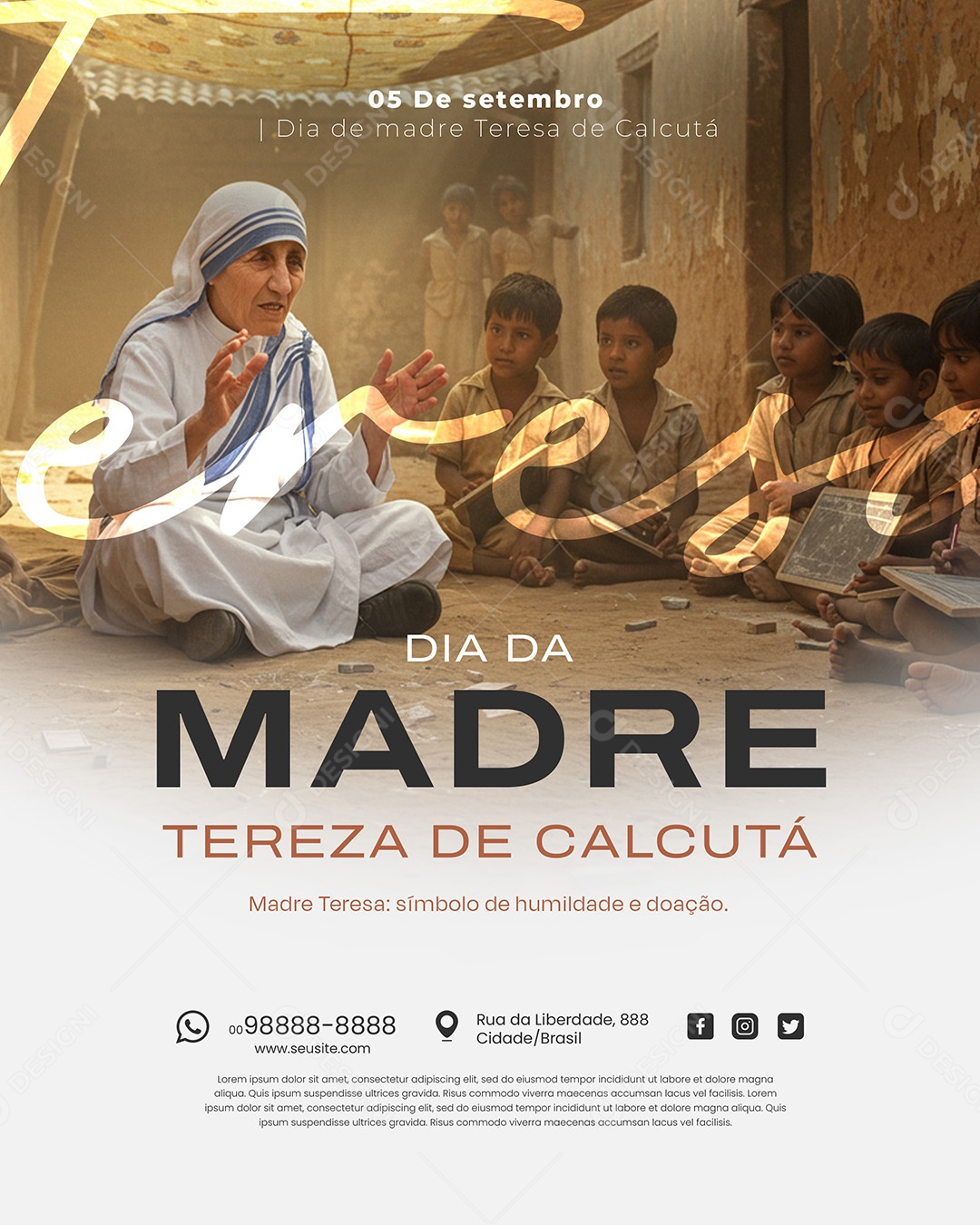 Dia da Madre Teresa de Calcutá 05 de Setembro Social Media PSD Editável