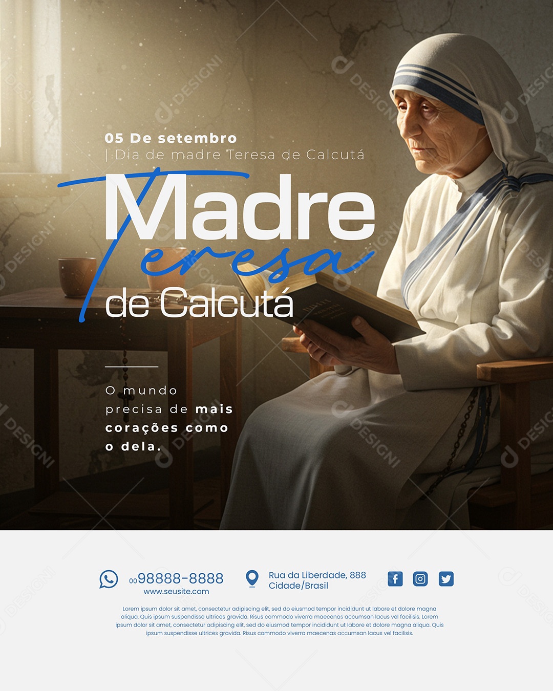 Dia da Madre Teresa de Calcutá 05 de Setembro Social Media PSD Editável