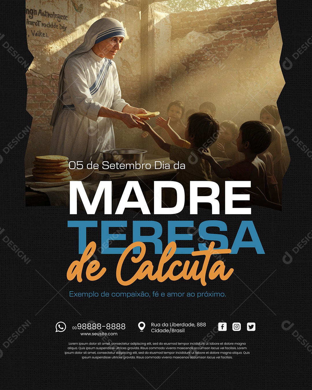 Dia da Madre Teresa de Calcutá 05 de Setembro Social Media PSD Editável