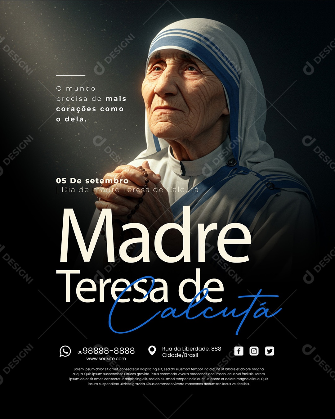 Dia da Madre Teresa de Calcutá 05 de Setembro Social Media PSD Editável