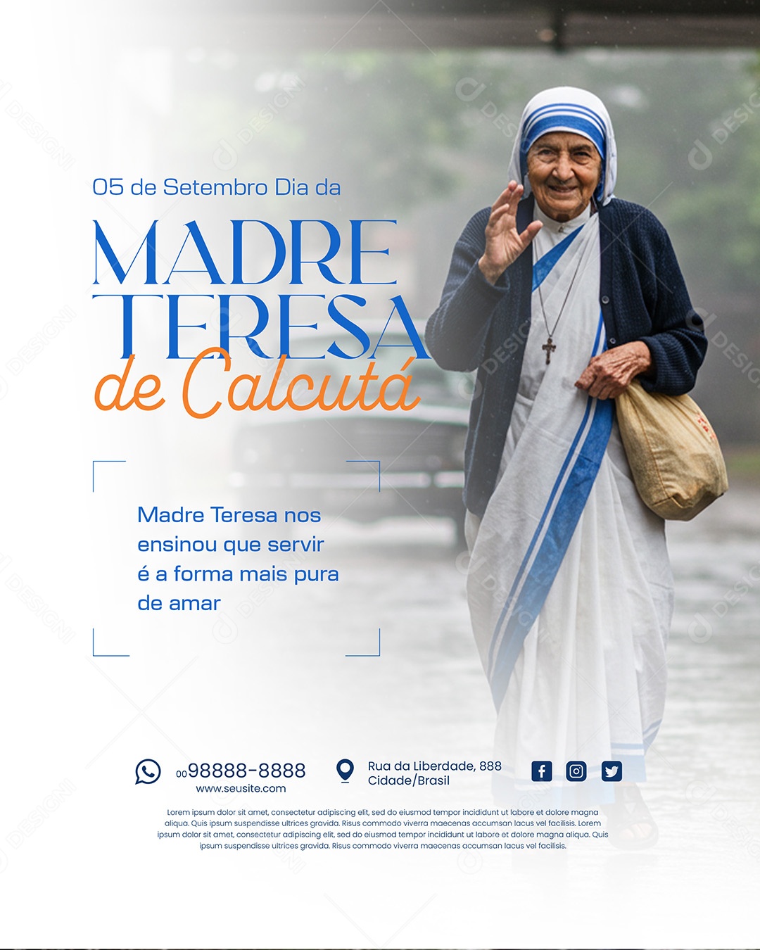 Dia da Madre Teresa de Calcutá 05 de Setembro Social Media PSD Editável