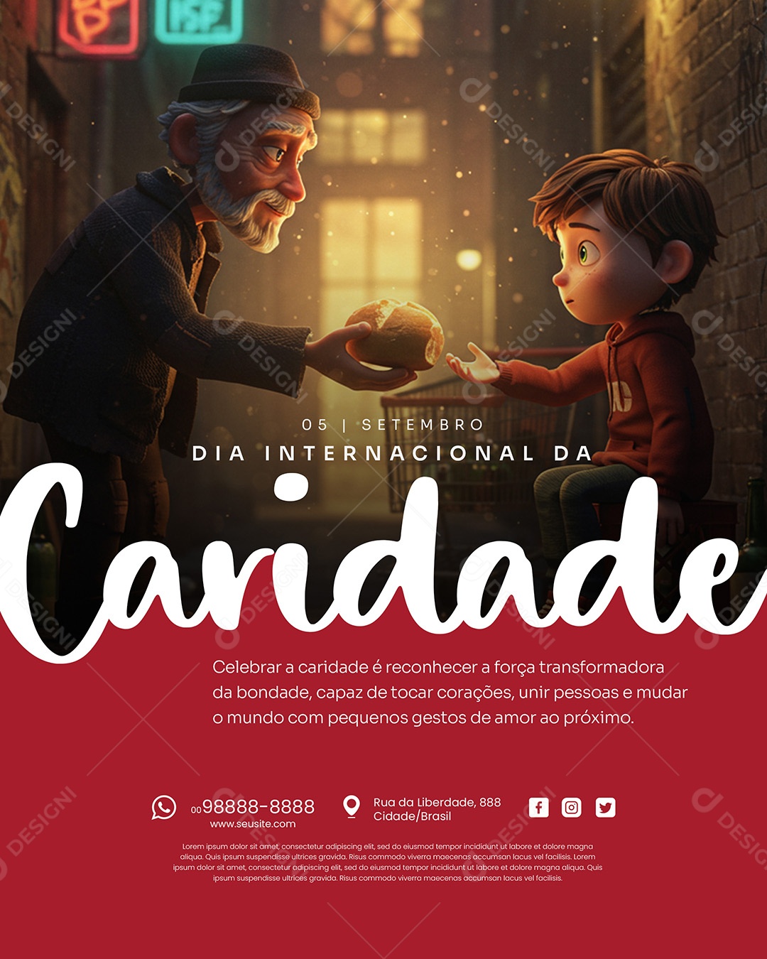 Dia Internacional da Caridade 05 de Setembro Social Media PSD Editável
