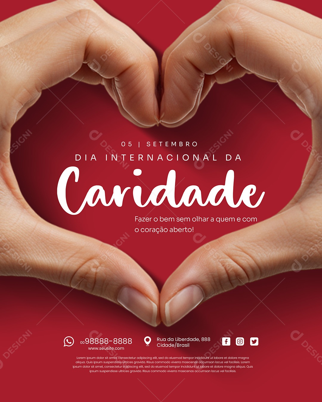 Dia Internacional da Caridade 05 de Setembro Social Media PSD Editável