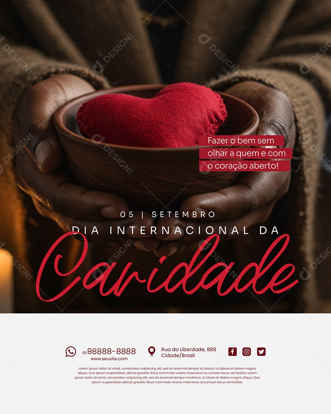 Dia Internacional da Caridade 05 de Setembro Social Media PSD Editável