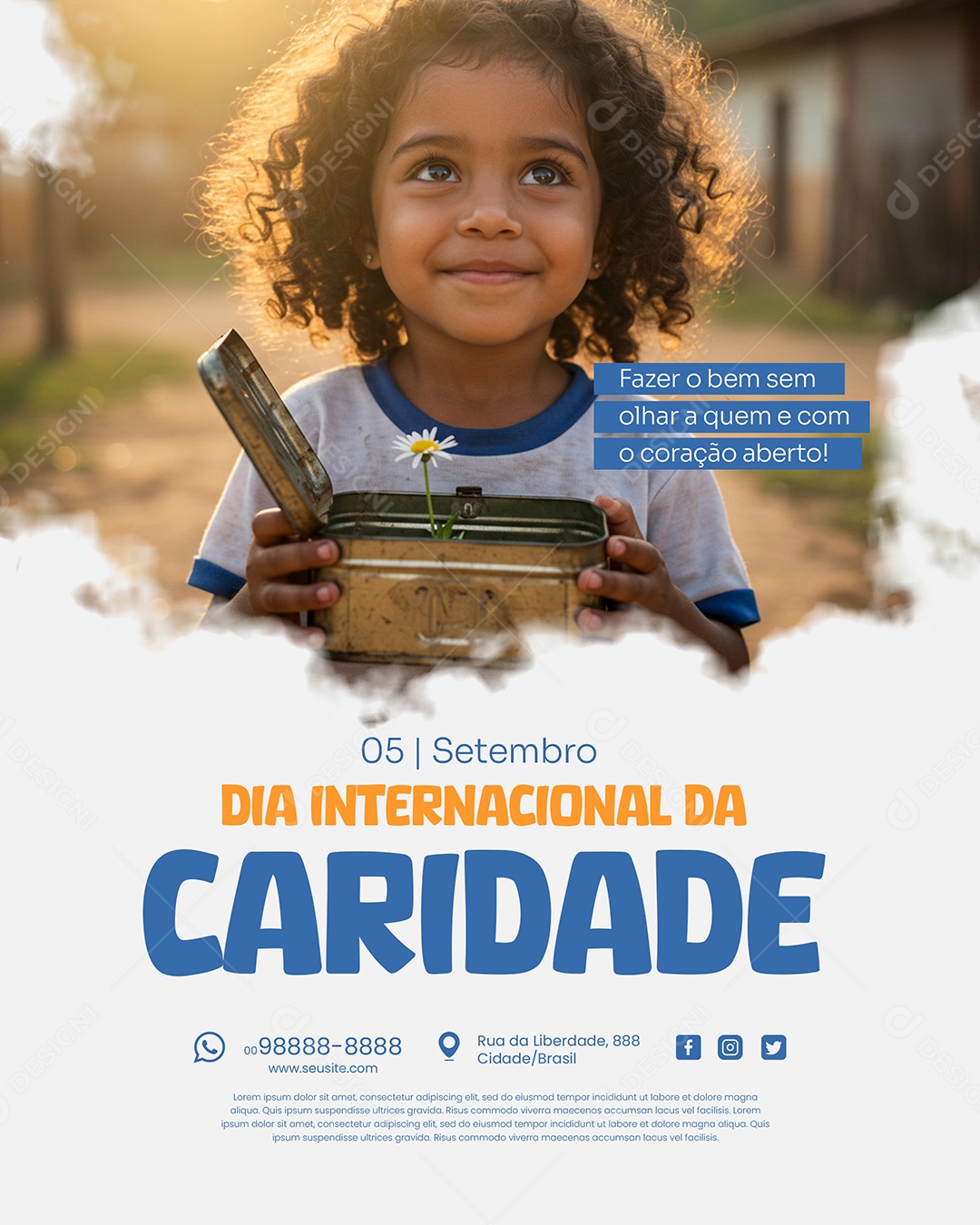 Dia Internacional da Caridade 05 de Setembro Social Media PSD Editável
