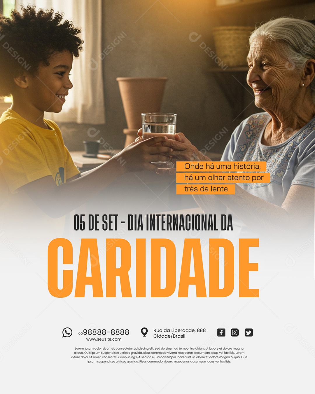 Dia Internacional da Caridade 05 de Setembro Social Media PSD Editável