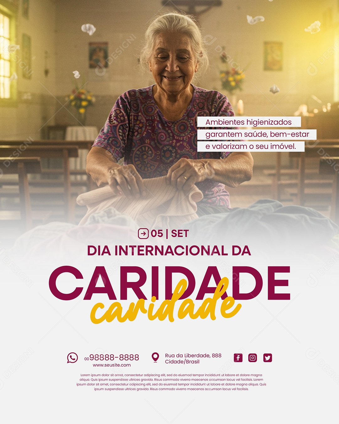Dia Internacional da Caridade 05 de Setembro Social Media PSD Editável