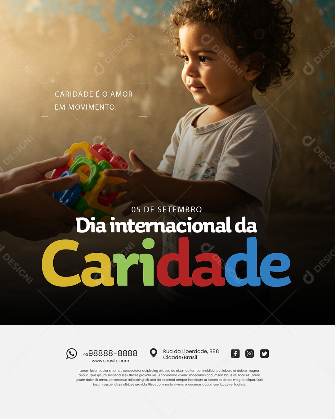 Dia Internacional da Caridade 05 de Setembro Social Media PSD Editável