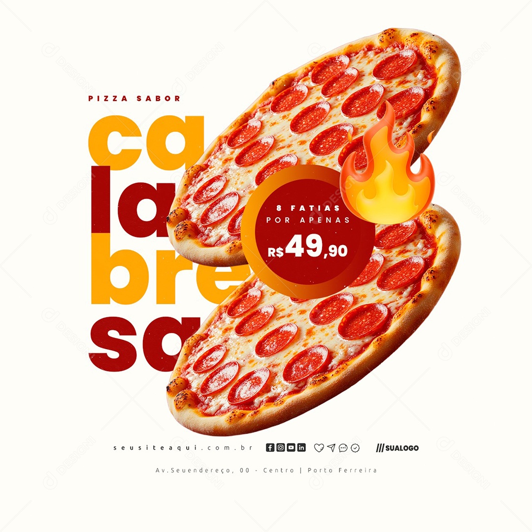 Pizzaria Calabresa Oito Fatias Social Media PSD Editável