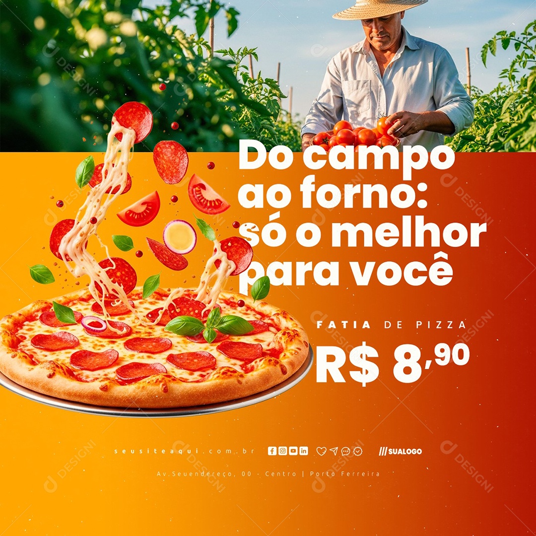 Pizzaria Do Campo ao Forno Social Media PSD Editável