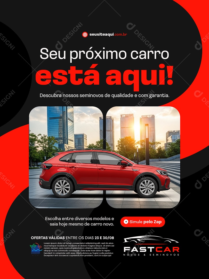 Concessionária Seu Próximo Carro Está Aqui Social Media PSD Editável