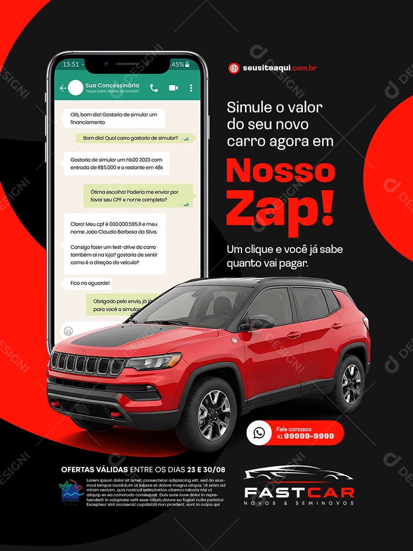 Concessionária Nosso Zap Social Media PSD Editável