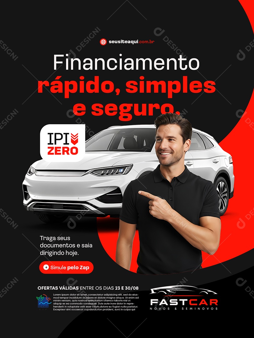 Concessionária Financiamento Rápido Simples e Seguro Social Media PSD Editável