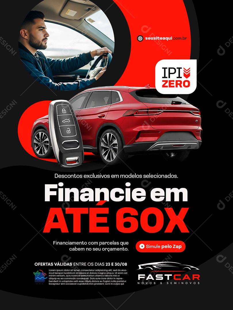 Concessionária Descontos Exclusivos em Modelos Selecionados Social Media PSD Editável