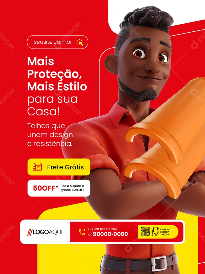 Loja de Telhas Mais Proteção Mais Estilo Social  Media PSD Editável