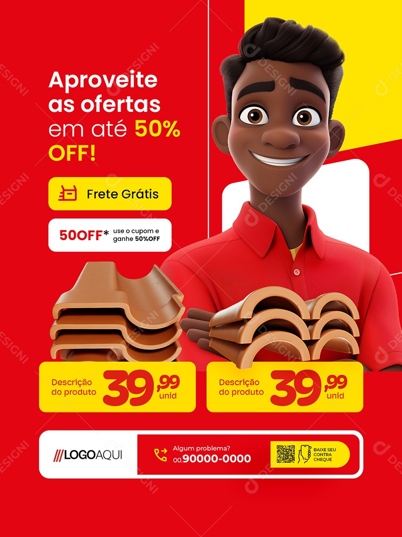Loja de Telhas Aproveite as Ofertas em Até 50% Off Social Media PSD Editável