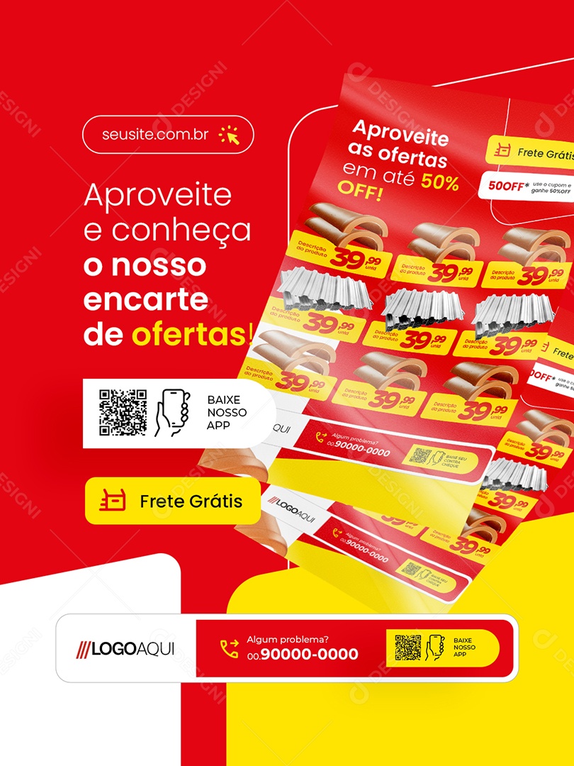Loja de Telhas Aproveite e Conheça o Nosso Encarte de Ofertas Social Media PSD Editável