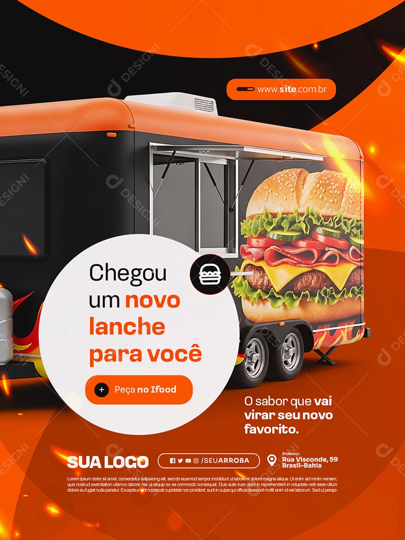 Chegou um Novo Lanche para Você Social Media PSD Editável