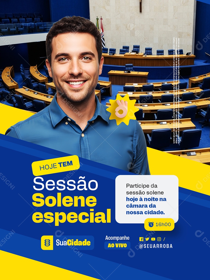 Politica Hoje Tem Sessão Solene Especial Social Media PSD Editável
