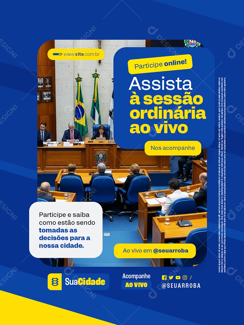 Politica Participe Online Assista à Sessão Ordinária Ao Vivo Social Media PSD Editável
