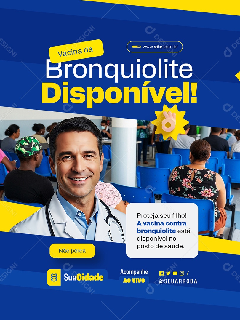 Politica Vacina da Bronquiolite Disponível Social Media PSD Editável