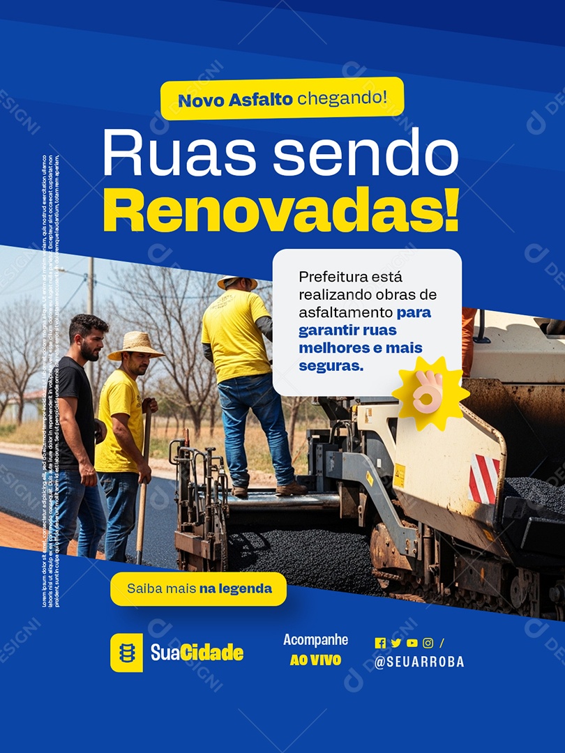 Politica Novo Asfalto Chegando Social Media PSD Editável