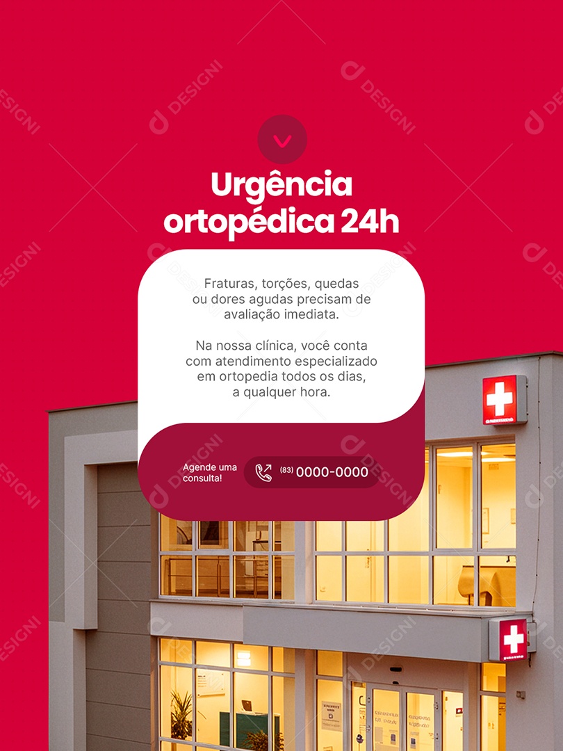 Clínica Ortopédica Urgência Ortopédica 24H Social Media PSD Editável