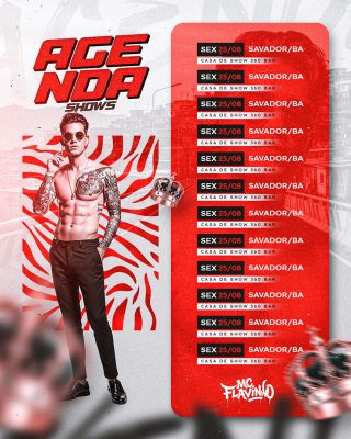Flyer Agenda Shows Social Media Feed PSD Editável