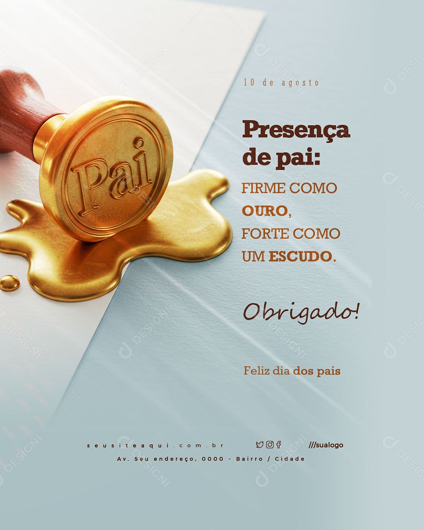 Feliz Dia dos Pais 10 de Agosto Obrigado Social Media PSD Editável