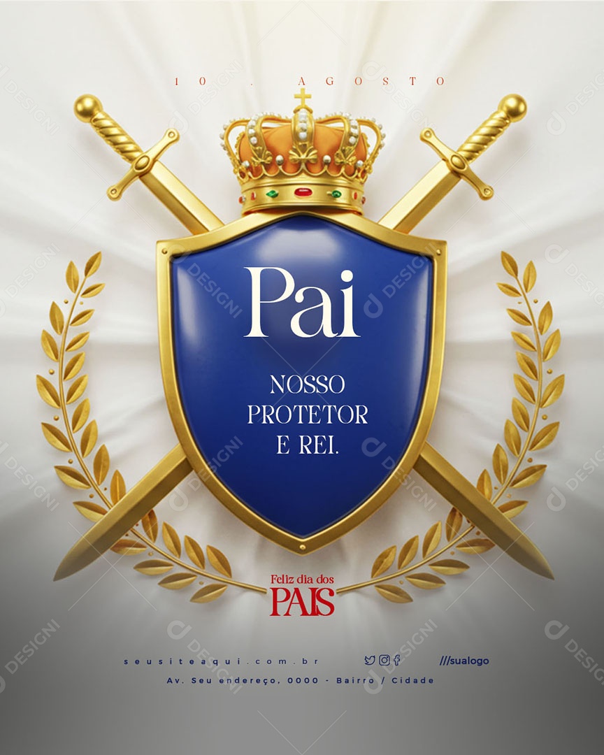 Feliz Dia dos Pais 10 de Agosto Social Media PSD Editável