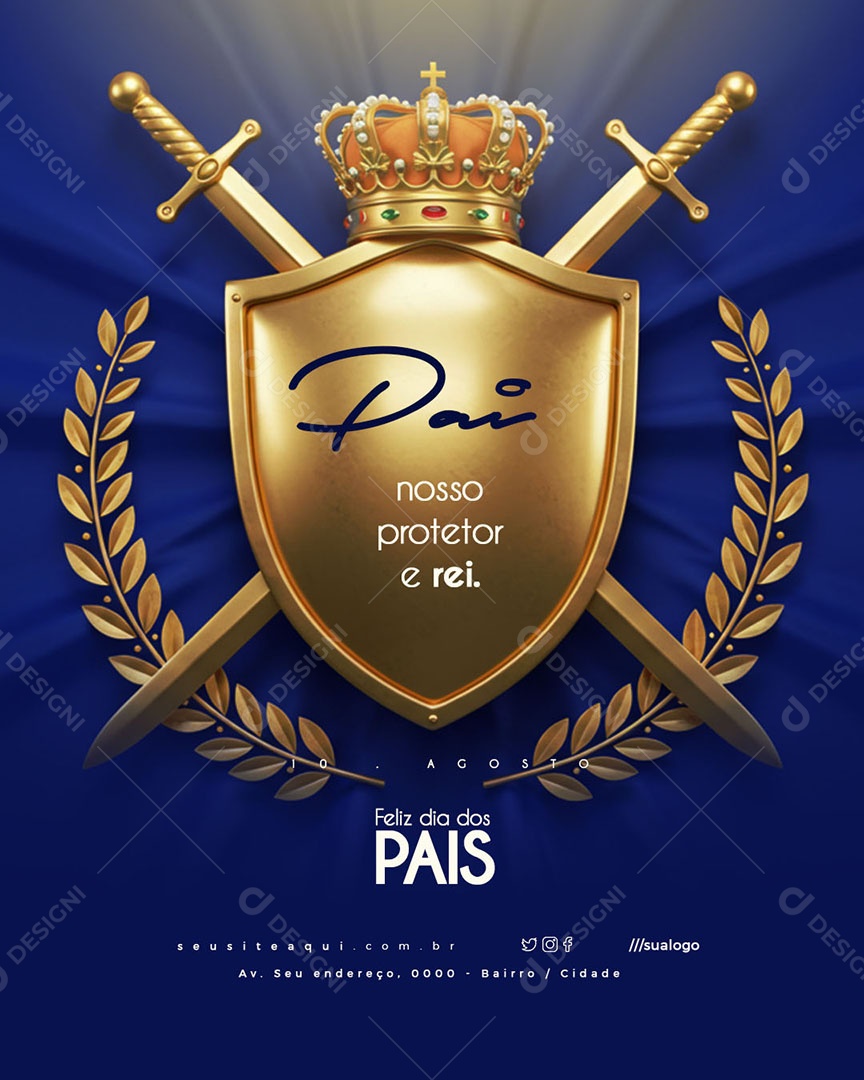 Feliz Dia dos Pais 10 de Agosto Social Media PSD Editável