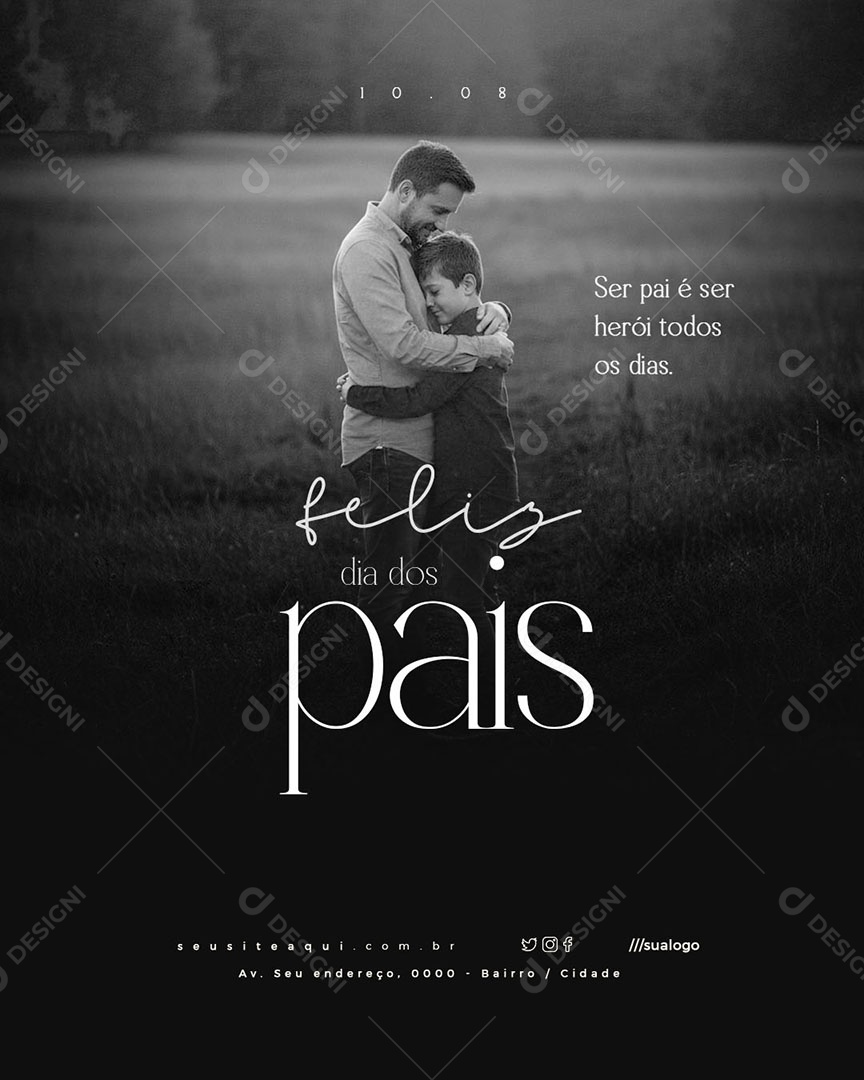 Feliz Dia dos Pais 10 de Agosto Social Media PSD Editável
