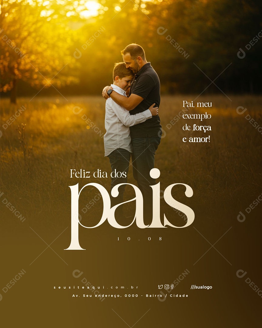 Feliz Dia dos Pais 10 de Agosto Social Media PSD Editável