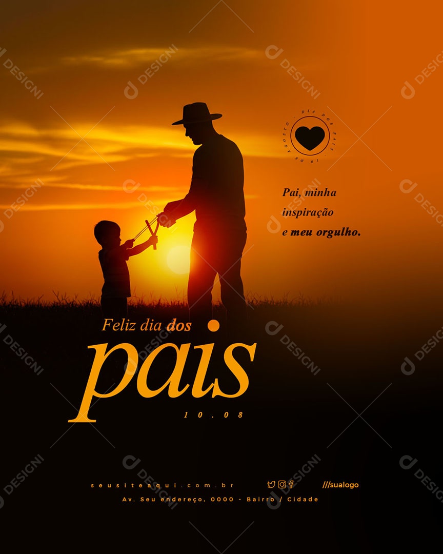 Feliz Dia dos Pais 10 de Agosto Social Media PSD Editável