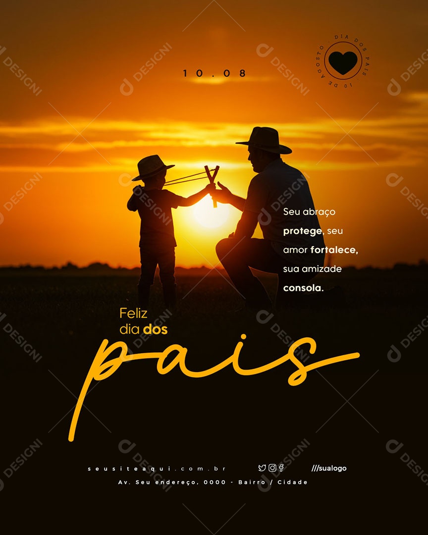 Feliz Dia dos Pais 10 de Agosto Social Media PSD Editável