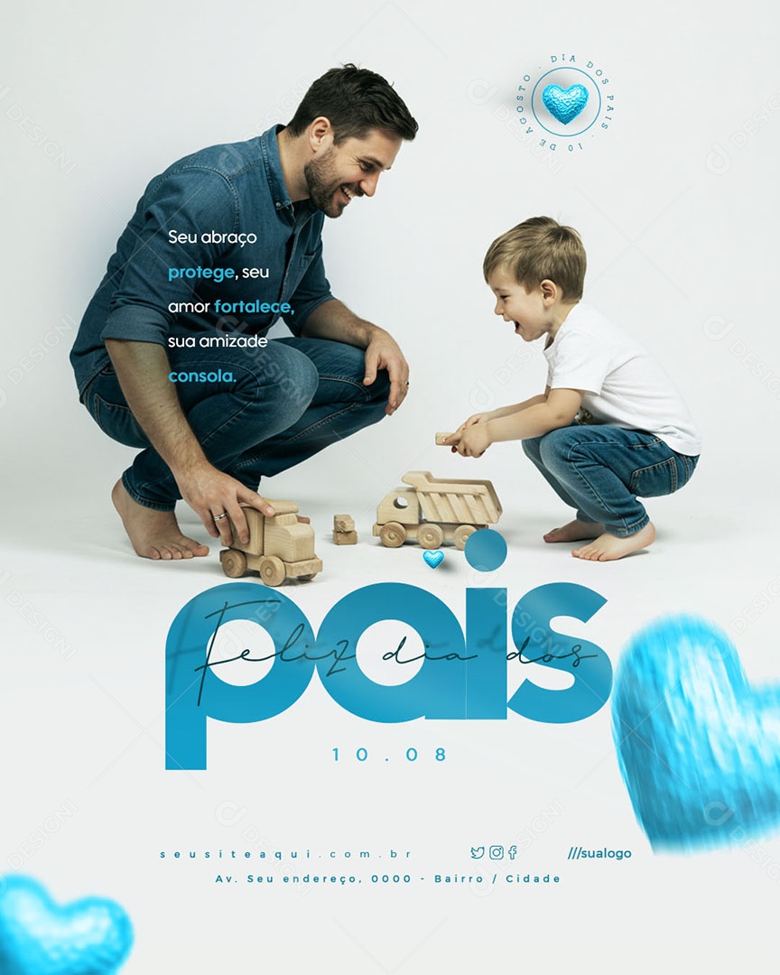 Feliz Dia dos Pais 10 de Agosto Social Media PSD Editável