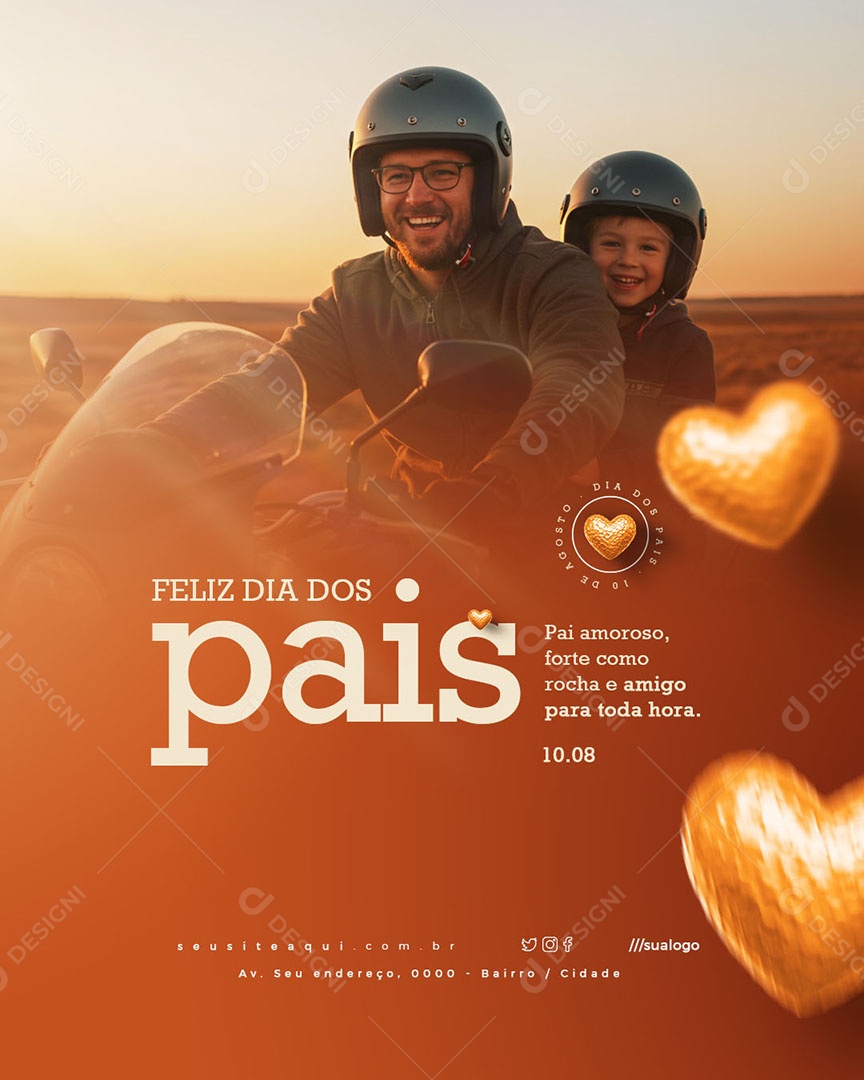 Feliz Dia dos Pais 10 de Agosto Social Media PSD Editável