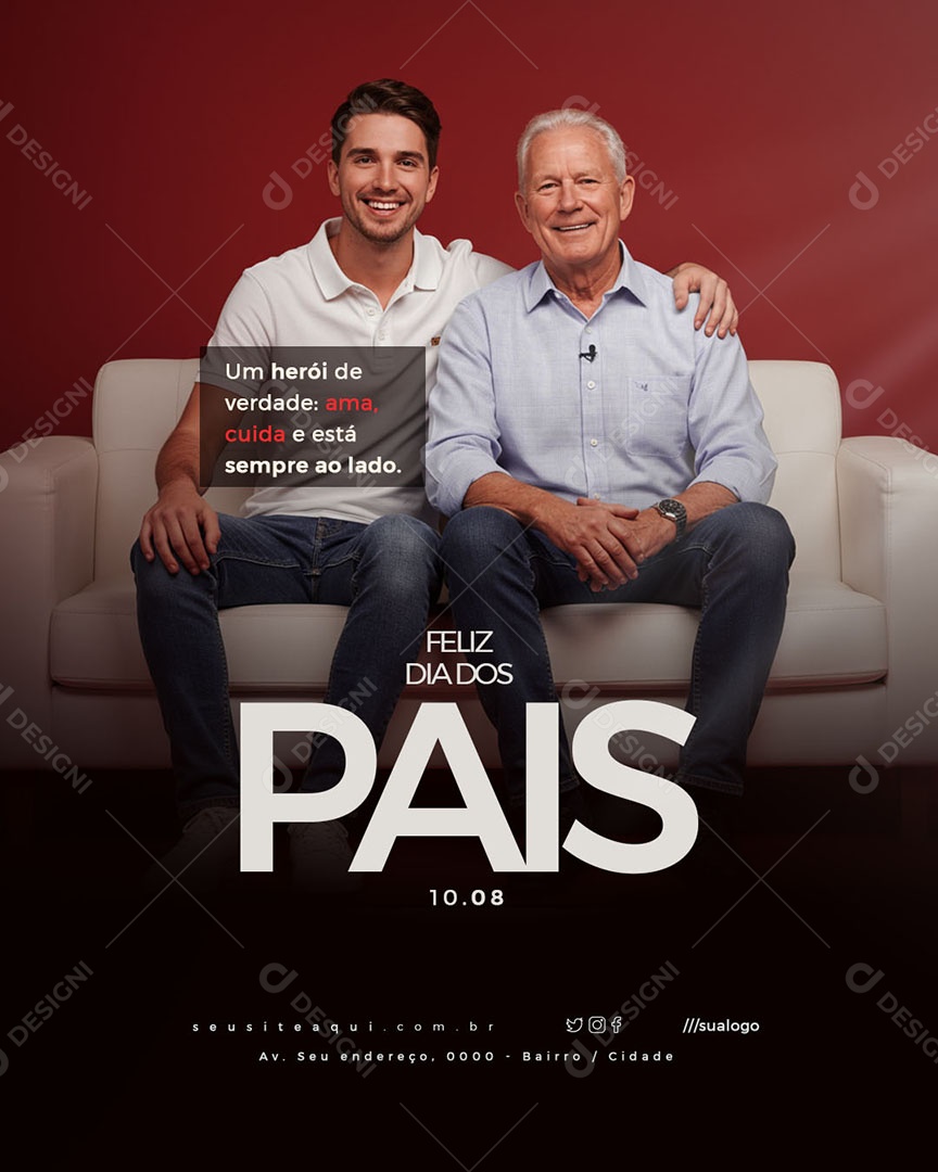 Feliz Dia dos Pais 10 de Agosto Social Media PSD Editável