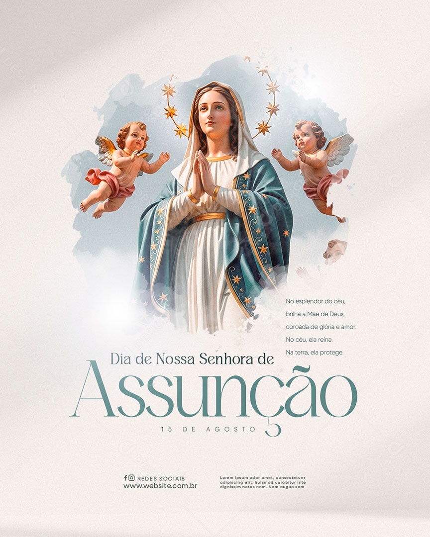 Dia de Nossa Senhora da Assunção 15 de Agosto Social Media PSD Editável