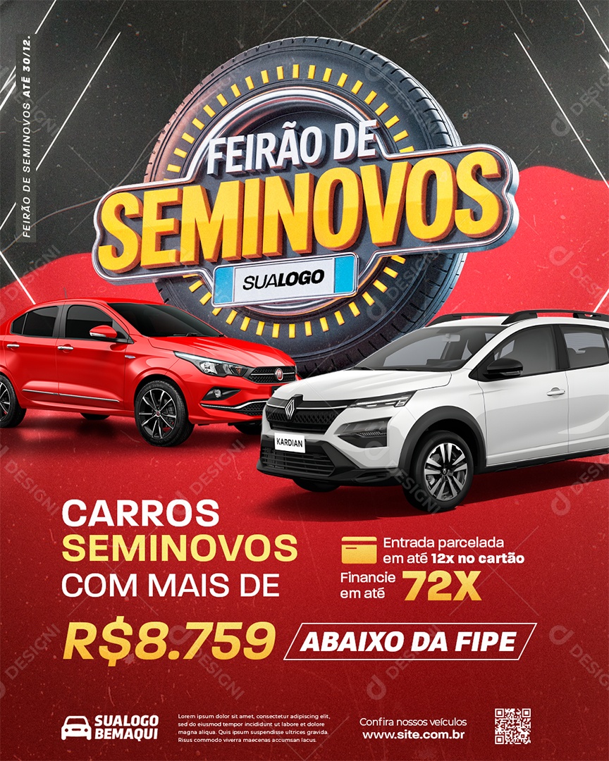 Feirão de Seminovos Concessionária Carros Abaixo da Fipe Social Media PSD Editável