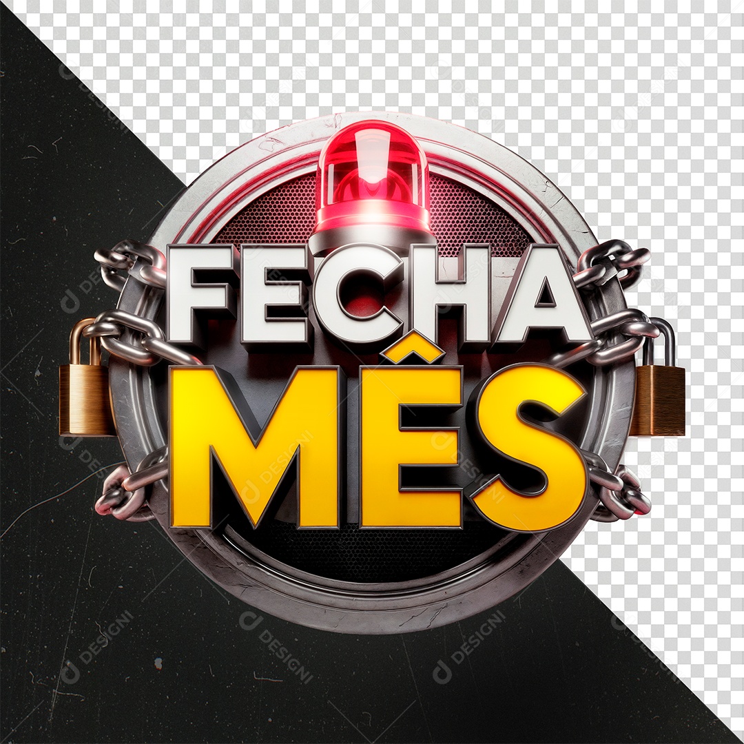 Fecha Mês Selo 3D para Composição PSD