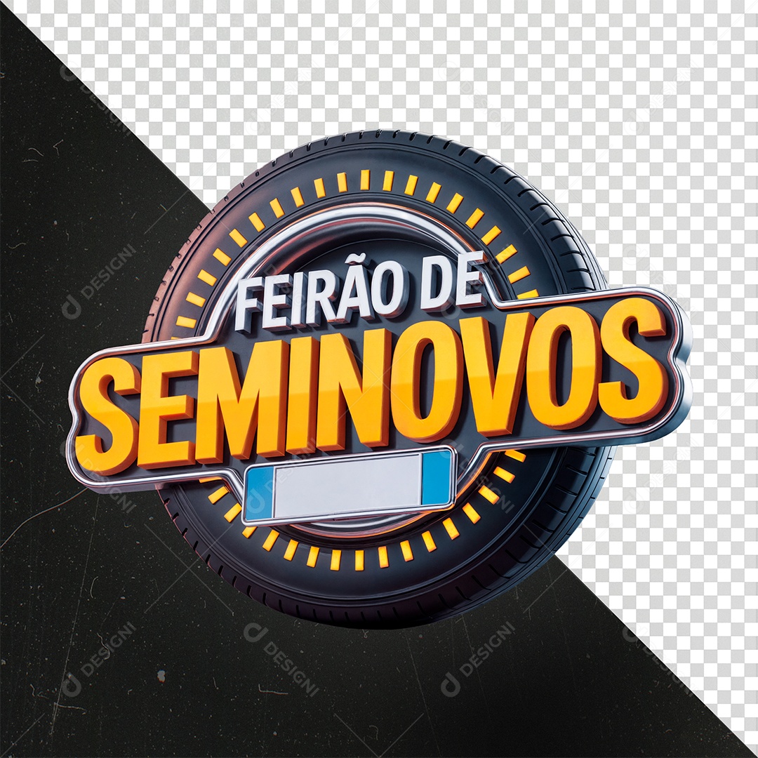 Feirão de Seminovos Selo 3D para Composição PSD
