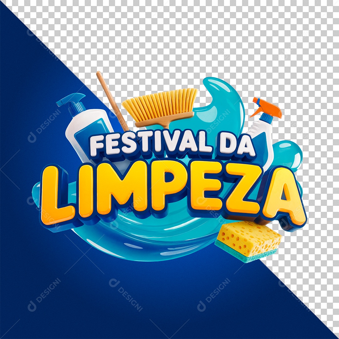 Festival da Limpeza Selo 3D Para Composição PSD