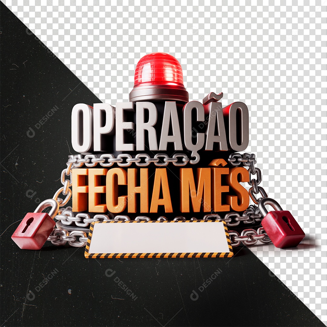 Operação Fecha Mês Selo 3D para Composição PSD