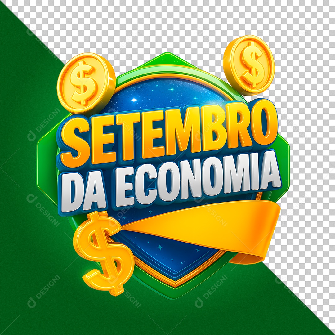 Setembro da Economia Selo 3D para Composição PSD