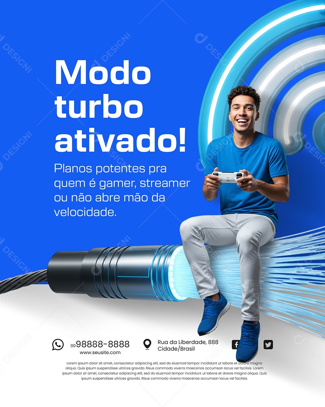 Turbo Net Provedor de Internet Suporte Técnico Rápido Social Media PSD Editável